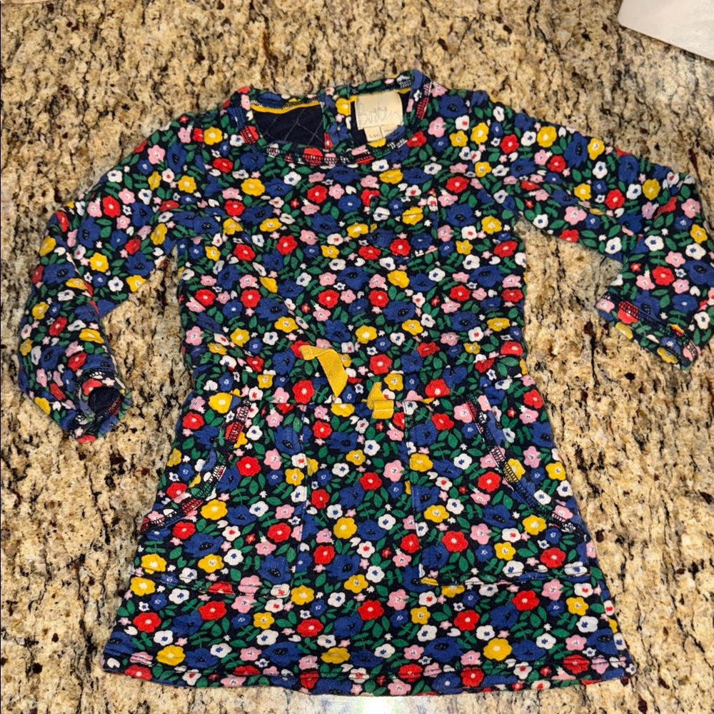 Boden Girls Colorful‎ Floral Long Sleeve Dress Girls Size 2-3Y